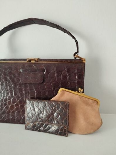 real crocodile leather vintage bag