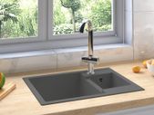 Kitchen Sink with Overflow Hole Double Basins Grey Granite