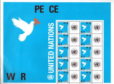 2004 United Nations New York, USA Greeting Stamps - War and Peace Commemorative Stamps Sheet Mint Never Hinged (MNH)