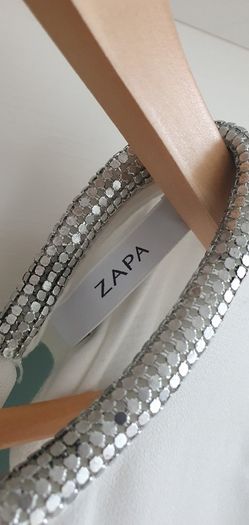 ZAPA Paris white layered embellished neck Sz 12