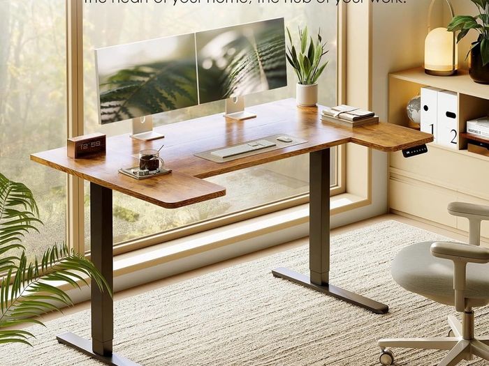 Electric Standing Desk, 120cm U Shaped Height Adjustable Desk with 3 Memory Smart Panels