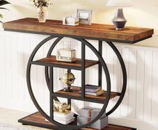 Narrow Console Table, 105 x 30 cm, Hallway Table with 4 Shelves