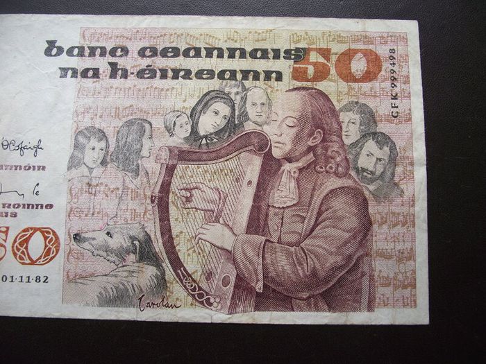 1982 Central Bank of Ireland 50 Pounds note. B Series