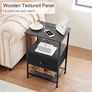 Bedside Table Set of 2 with Charging Station, Nightstand with Fabric Drawer, Small Side Table with Open Storage Shelf, Bedside Cabinets for Living Room, Bedroom, Small Space Black Image 7