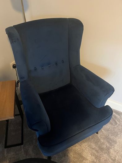 Navy Velvet Wingback Accent Chair