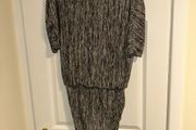 New Mint Velvet Midi Dress in Grey and White - Size UK 10