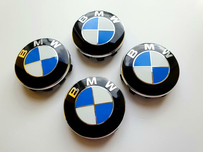 Set of 4 brand new 56mm BMW Classic BLUE / WHITE alloy wheel caps 56