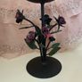 Candlesticks - Pair Black Metal Roses Image 2