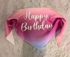 Pink birthday bandana for dog