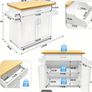 Kitchen Island Trolley Mobile  White with Wooden Worktop Image 3