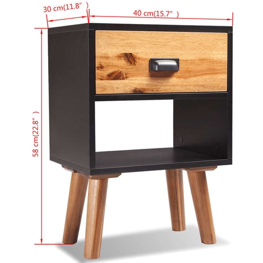 Solid Acacia Wood Bedside Cabinets 2 pcs 40x30x58 cm