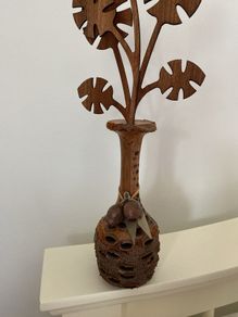 Banksia Seed Pod Carved Wooden Vase from Australia