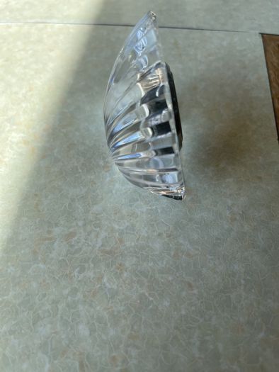 Vintage Stuart Crystal Dime Paperweight & Cavan Crystal Fan shaped clock