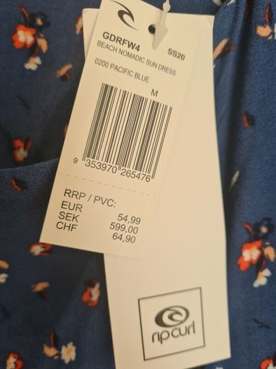 womens RIP CURL beach nomadic sun dress pacific blue floral pattern Size 12 medium  BRAND NEW BNWT