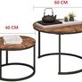 Round Coffee Table, Set of 2 Side Table Nesting Table with Steel Frame and Wooden Top, for Living Room, Bedroom, Balcony, (Rustic Brown/Black, Dia 60/40cm) Image 2