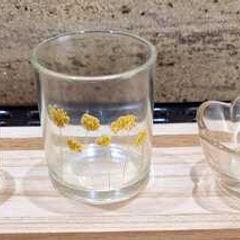 Decorative glasstealight holders on  wooden base