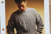 Knitting Pattern - Moss Stitch &amp; Cable Panel Sweater - #