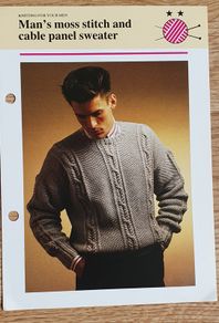 Knitting Pattern - Moss Stitch & Cable Panel Sweater - #