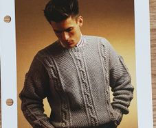 Knitting Pattern - Moss Stitch & Cable Panel Sweater - #