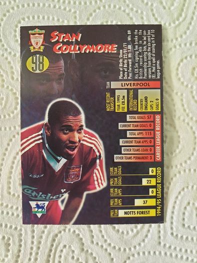 Stan Collymore Liverpool Football Trading Card 1995 to 1996