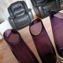 Set of 3 vintage Swedish style purple glass vases in the manner of Aseda Glassbruk designed by Bo Borgstrom. Image 5