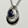 Blue Sapphire Pendant with Chain (Size 20) in Rhodium Overlay Sterling Silver 1.000 Ct. Image 4