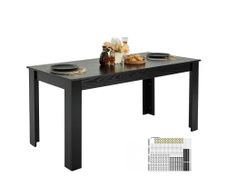 63 inch Length Large Wood Tables for 4-6 Person, Modern Dinner Furniture, Conference Desk Supporting for 330LBS, for Home Kitchen Living Room, Black Only Table