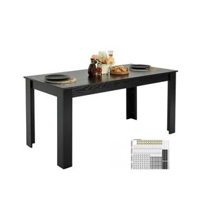 63 inch Length Large Wood Tables for 4-6 Person, Modern Dinner Furniture, Conference Desk Supporting for 330LBS, for Home Kitchen Living Room, Black Only Table
