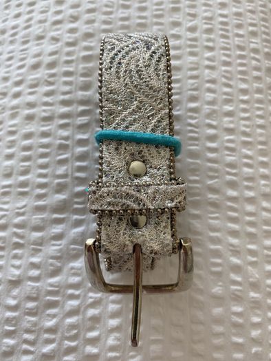 Belt - 50% Polyester Lace with Glittery Sequins and Silver Beaded edges