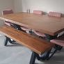 Solid oak dining table with bench Image 3