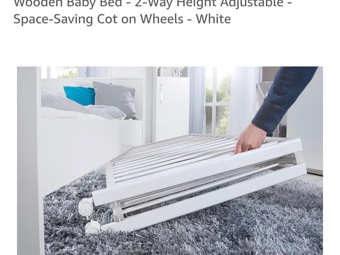Brand new folding wooden baby bed with brand new mattress