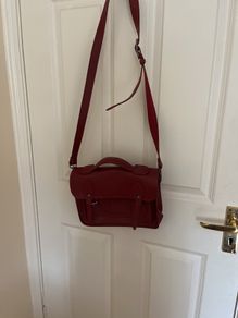 Small wine leather satchel handbag