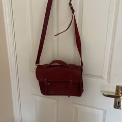 Small wine leather satchel handbag