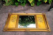 Antique giltwood overmantle with handpainted panels