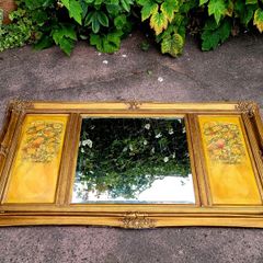Antique giltwood overmantle with handpainted panels