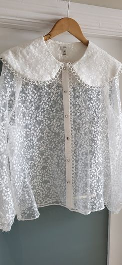 RIVER ISLAND white daisy print sheer blouse Sz 16UK - Bnwt Rrp 40 sterling