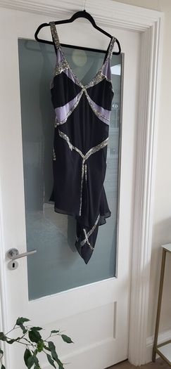 NOCTURNE 100% Silk Beaded Cocktail Dress Sz 12UK(Fit 10-12UK) - Rrp 695 (New)