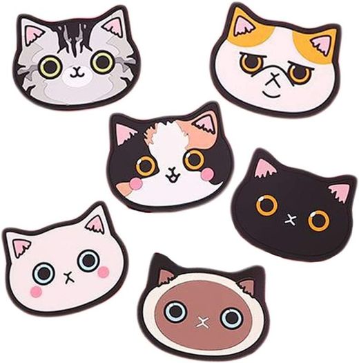 Cat Cup Silicone Coaster Mug - Rubber Mat for Wine, Glass, Tea- Best Housewarming Beverage, Drink, Beer- Home House Kitchen Decor - Wedding Registry Gift Idea (Black)