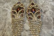 Gold and Bronze Crystal Drop Earrings