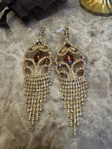 Gold and Bronze Crystal Drop Earrings
