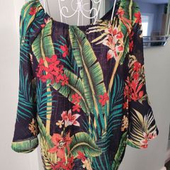 roman tropical print top