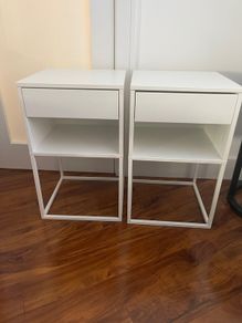 White Vikhammer side/bedside table/lockers