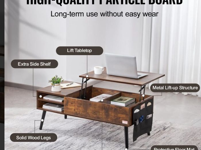 Lift-Top Coffee Table with Hidden Storage