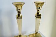 Pair of Vintage Heavy Solid Brass Candlesticks Regency Style 25cm