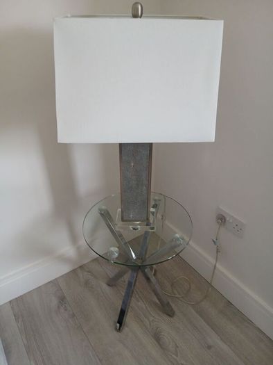 Glass and chrome coffee table with lamp table