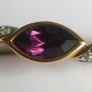 Vintage Gold Plated Bar Purple Stone Brooch Image 10