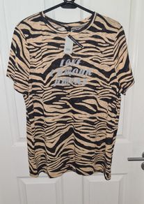 Nwt River Island Zebra Print Tee Size 18