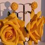 Realistic Yellow Extravagant Rose with Raffia Woven Stud Earrings Image 9