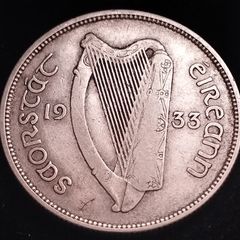 #866 - Ireland - 1933 - Florin - Silver - KM.7