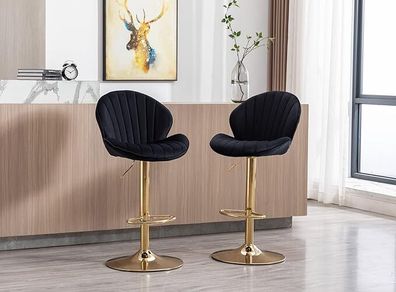 Set of 2 Luxury Bar Stools swivel with a stunning gold chrome base